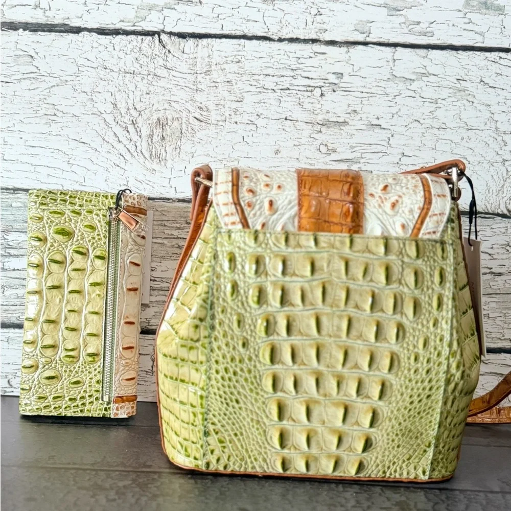 NWT SET ~ Brahmin Fern Williamette Green Margo with Cordelia Wallet - Picture 14 of 16